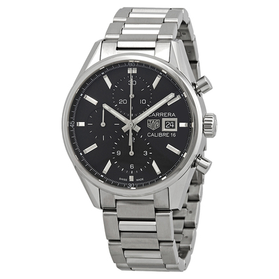 Pre-owned Tag Heuer Carrera Chronograph Automatic Mens Black Dial CBK2110.BA0715 (black, arb19395)