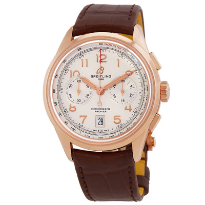 Breitling Premier B01 Chronograph Automatic Mens Watch RB0145371G1P2 - Rose Gold Dial, Brown Alligator Strap (brown, arb1156)
