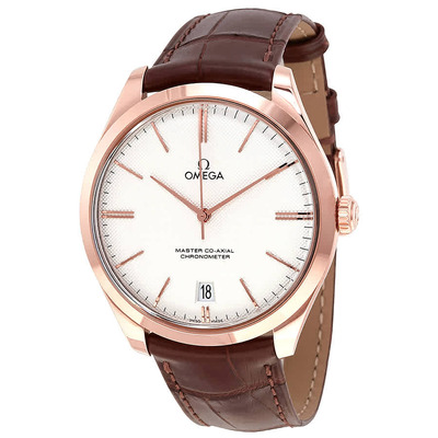 Omega De Ville Tresor Silver Dial Mens Watch, 18k Sedna Rose Gold Case, Brown Alligator Strap, Ref:432.53.40.21.02.002 (brown, arb6199)