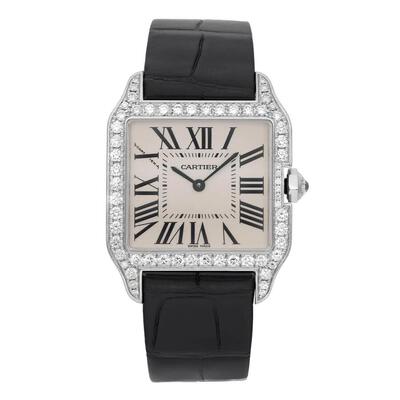 Pre-owned Cartier Santos Dumont Ladies Watch with Diamond Bezel - WH100251 (black, arb3042)