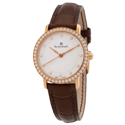 Blancpain Villeret Ultra Slim Automatic Diamond Silver Dial Ladies Watch, Reference 6102-2987-55a (brown, arb940)