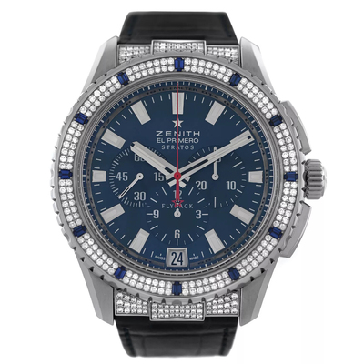 Pre-Owned Zenith El Primero Stratos Flyback Chronograph Automatic Diamond Blue Dial Mens Watch 16.2063.405 (black, arb6905)