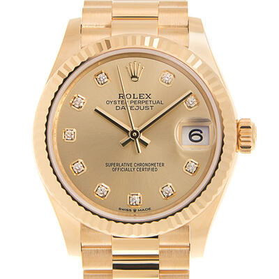 Rolex Datejust 31 Champagne Diamond Dial Ladies Yellow Gold President Watch Ref. 278278CDP (beige, arb7828)