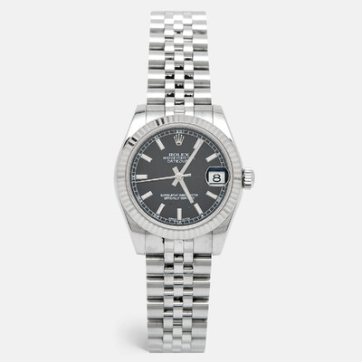 Rolex Black 18K White Gold Oystersteel Datejust 178274 Women's Wristwatch 1094911 (arb8732)