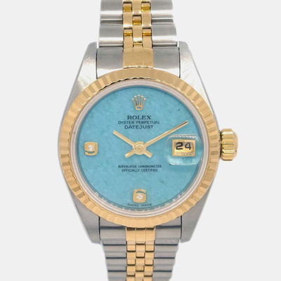 Rolex Blue Diamond Datejust 18k Yellow Gold Stainless Steel Automatic Women's Wristwatch - Article No. 1095501 (blue, arb8733)