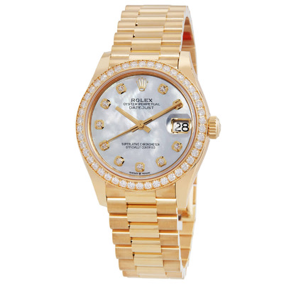 Rolex Datejust 31 Mother of Pearl Diamond Ladies Yellow Gold President Watch Ref. M278288RBR-0006 (arb4593)