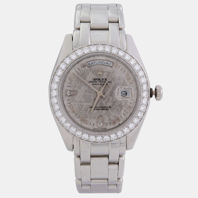 Rolex Meteorit Diamond Platinum Day-Date Automatic Men's Wristwatch 39 mm - Ref. 1099277 (arb8858)