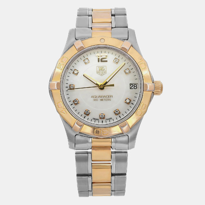 Tag Heuer White Stainless Steel Aquaracer WAF1320.BB0820 Quarts Women's Wristwatch 32mm 1099178 (white, arb8952)