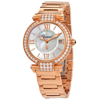 Pre-owned Chopard Imperiale Diamond Silver, 18kt Rose Gold Case & Bracelet Ladies Watch - Article: 384822-5004 (arb6789)