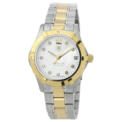 Pre-owned Tag Heuer Aquaracer WAF1320.BB0820 Diamond White Mother of Pearl Dial Ladies Watch (blue, arb6869)