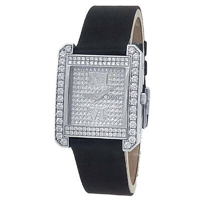 Pre-owned Piaget Pave Diamond Quartz Ladies Watch Article: P10101 (black, arb5300)