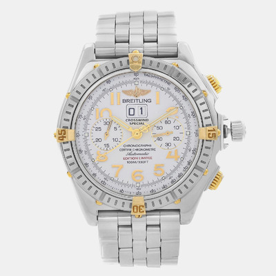 Breitling White 18k Yellow Gold Stainless Steel Crosswind B44356 Automatic Men’s Wristwatch 1102960 (white, arb9009)