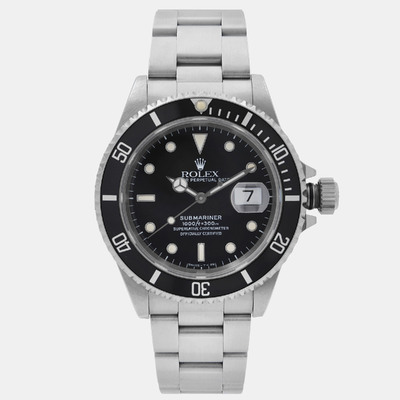Rolex Black Stainless Steel Submariner Date Ref 16610, Men's Automatic Wristwatch - SKU: 1102995 (black, arb9017)