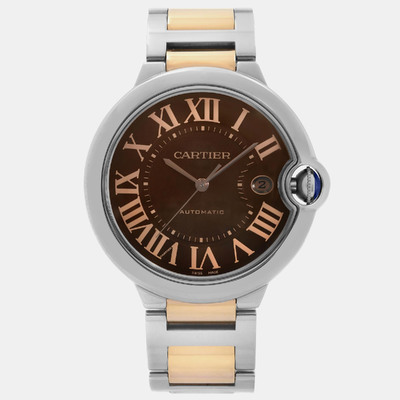 Cartier Ballon Bleu W6920032 - 18k Rose Gold & Brown Stainless Steel Automatic Mens Watch 42mm 1103002 (brown, arb9035)