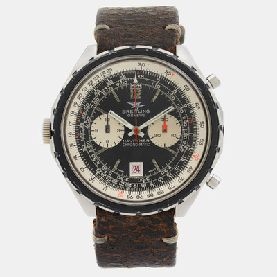 Vintage Breitling Navitimer Chrono-Matic Ref. 1806 Men's Watch 47mm Dial Black And White 1102989 (black, arb9036)