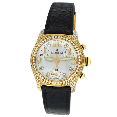 Pre-Owned Corum Bubble Chronograph Diamond Quartz Ladies Watch 196.153.65 (black, arb2972)