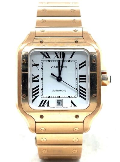 Pre-owned Cartier Santos Mens Automatic White Dial Watch WGSA0018 (arb4704)