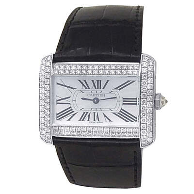 Pre-owned Cartier Tank Divan Quartz Diamond Mens Watch WA301356 (black, arb4708)