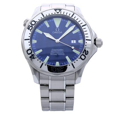 Pre-owned Omega Seamaster Mens Quartz Chronometer Blue Dial Watch Model 2265.8 (blue, arb5925)
