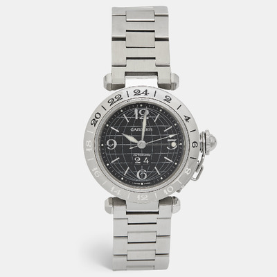 Cartier Black Stainless Steel Pasha De Cartier W31049M7 Unisex Wristwatch 35 mm 1102510 (arb9083)