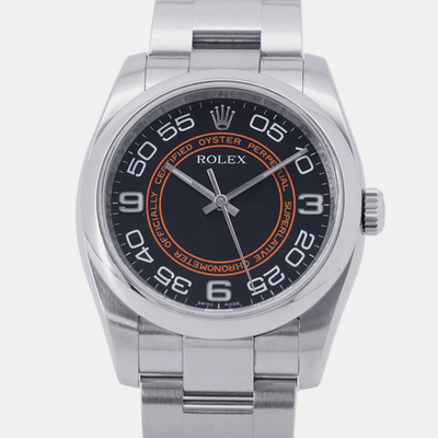 Rolex Black Stainless Steel Oyster Perpetual 116000 Automatic Men's Wristwatch Serial No. 1106866 (black, arb9115)