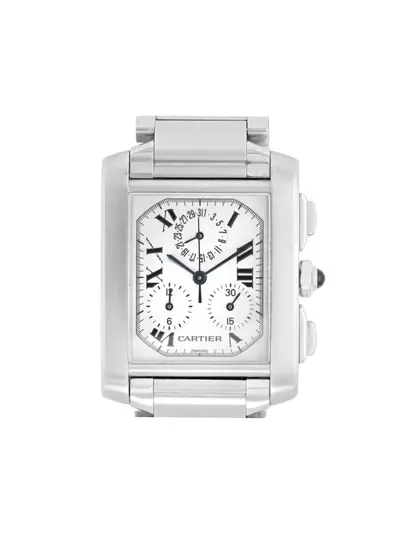 Pre-Owned Cartier Tank Francaise 28380522 - White Roman Dial Chronograph Stainless Steel (arb328)