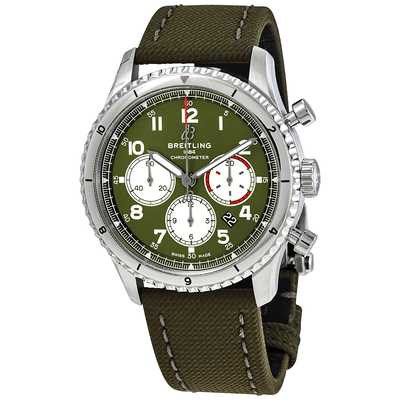 Pre-owned Breitling Aviator 8 Curtiss Warhawk Chronograph Automatic Mens Watch AB01192A1L1X AB01192A1L1X2 (green, arb23951)