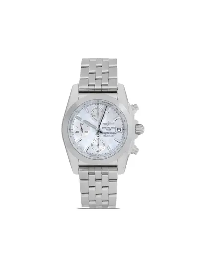 Pre-Owned Breitling Chronomat 21434610 Stainless Steel Mother-of-Pearl Dial Baton Hands Date Chronograph Counters Screw-Down Crown Adjustable Link Bracelet Folding Clasp Automatic Movement Original Box Papers Included Boutique Warranty (arb47)