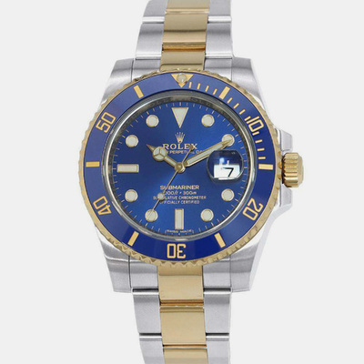 Rolex Blue Dial 18k Yellow Gold & Stainless Steel Submariner Automatic Mens Watch Reference 1111111 (blue, arb9184)