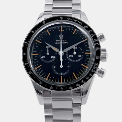 Omega Black Stainless Steel Speedmaster Manual Winding Men's Wristwatch 39 mm, Model No: 1111093 (black, arb9188)