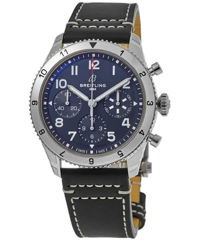 Breitling Classic Avi Chronograph 42 Tribute to Vought F4U Corsair Blue Dial Leather Strap Men's Watch [a233801a1c1x1] (blue, arb11321)