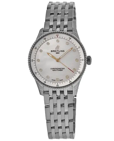 Navitimer 32 Mother of Pearl Diamond Dial Steel Women Model A77320E61A2A Breitling A77320E61A2A1 (arb11365)
