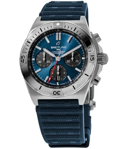 Breitling Chronomat B01 42 AB0134101C1S1 - Men's Blue Dial Automatic Chronograph with Rubber Strap (blue, arb11379)