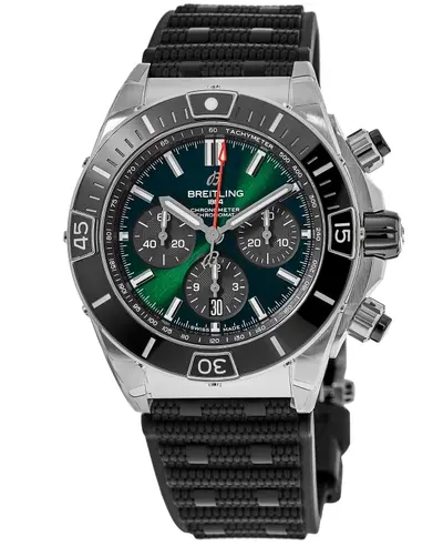 AB0136251L1S1 Breitling Super Chronomat B01 44mm Automatic Chronograph Green Dial Rubber Strap Men's Watch (green, arb11395)