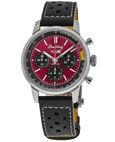 Breitling Top Time Chevrolet Corvette Men's Automatic Sports Watch with Burgundy Dial and Leather Strap - AB01761A1K1X1 (arb11461)