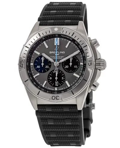 Men's Breitling Chronomat B01 42 Automatic Chronograph Grey Dial Black Rubber Strap - EB0134101M1S1 (arb11620)