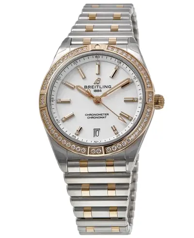 Women's Breitling Chronomat Automatic U10380591A2U1 - Rose Gold, Mother of Pearl Dial with Diamond Bezel (arb12728)