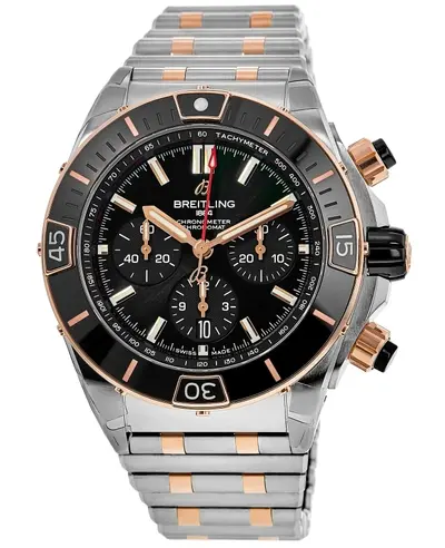 UB0136251B1U1 Breitling Super Chronomat B01 44 Black Chronograph Dial with Rose Gold Tone Elements and Steel Case Men's Watch (black, arb12759)