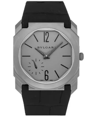 Bulgari Octo Finissimo Automatic Grey Dial Black Leather Men's Watch Model 102711 (arb9314)