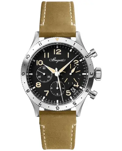 Breguet Type XX Chronograph 2067 - Black Dial, Brown Leather Strap Automatic Flyback Movement Luxury Watch 2067ST/92/3WU (black, arb9652)