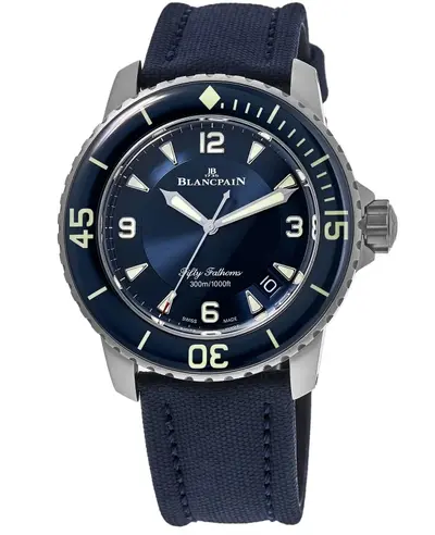 Authentic New Blancpain 5015-12B40-O52A Men's Automatic Blue Dial Titanium Watch (blue, arb10740)
