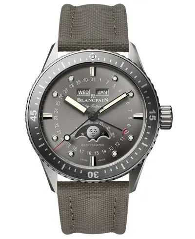 [Brand New Authentic Blancpain Fifty Fathym Bathyscaphe Complete Calendar Men's Watch - Model 5054-1210-G52A] (arb10745)