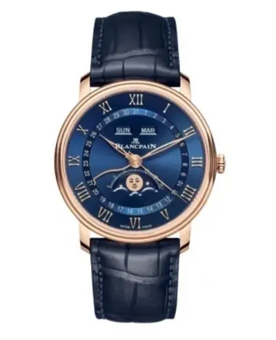Authentic Men's Watch Blancpain Villeret Automatic Blue Dial Model 6654-3640-55B (blue, arb11107)