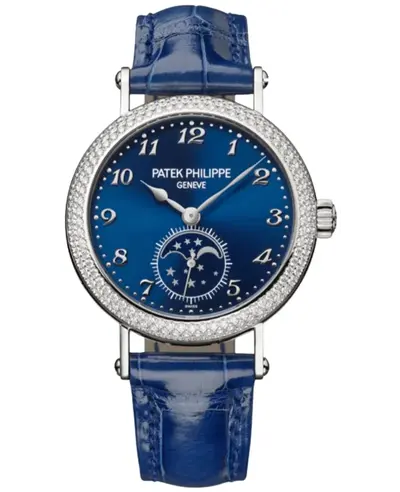 Patek Philippe 7121/200G-001 Women's Watch - Manual Winding, Blue Dial, White Gold Case, Diamond Bezel (blue, arb11128)
