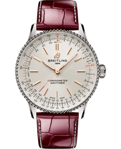 Breitling Navitimer Automatic 36 Silver Dial Leather Strap Women's Watch A17327211G1P1 (arb11256)