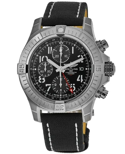 Breitling Avenger Chronograph GMT 45 Black Dial Leather Strap Men's Watch A24315101B1X2 (black, arb11328)