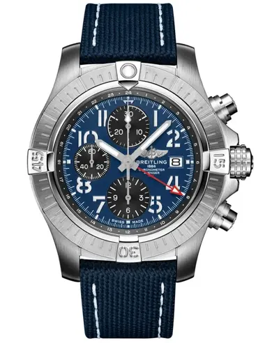 Breitling Avenger Chronograph GMT - Blue Dial with Leather Strap, Model a24315101c1x1 (blue, arb11330)