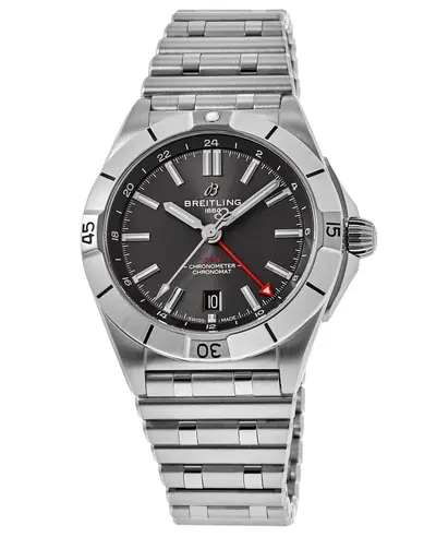 Authentic Breitling Chronomat GMT 40 Grey Dial Steel Men's Watch Model A32398101M1A1 (arb11350)