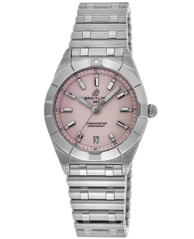 Women's Breitling Chronomat Quartz 32 Pink Dial Steel Watch a77310101k1a1 (pink, arb11357)