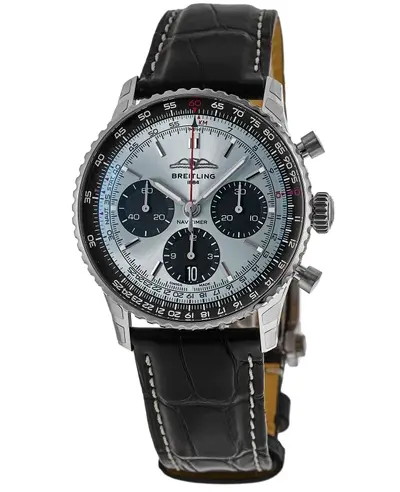 Brand New Authentic Breitling Navitimer B01 Chronograph 41 Ice Blue Dial Black Alligator Strap Men's Watch ab0139241c2p1 (blue, arb11420)